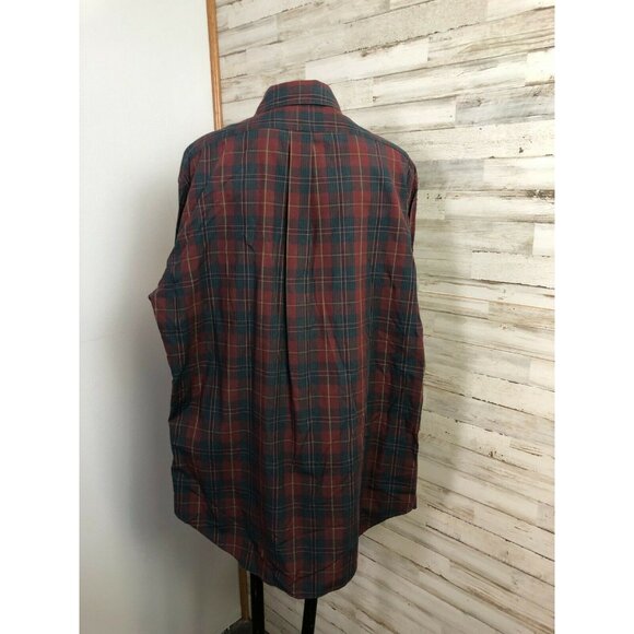 Ralph Lauren Polo Men's Burgundy Plaid 100% Cotton Button Down Shirt XL - Picture 4 of 5